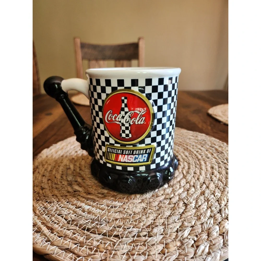 Coca Cola NASCAR Gear Shift Mug Tire Base Houston Harvest Racing Checkered